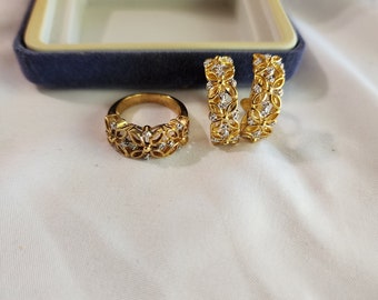 Set anello e orecchini vintage placcati in oro