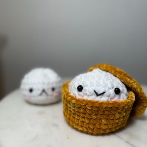 Crochet Bao bun plushie plushy pillow amigurumi bamboo steamer