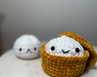 Gehaakt Bao-broodje knuffel amigurumi bamboestomer