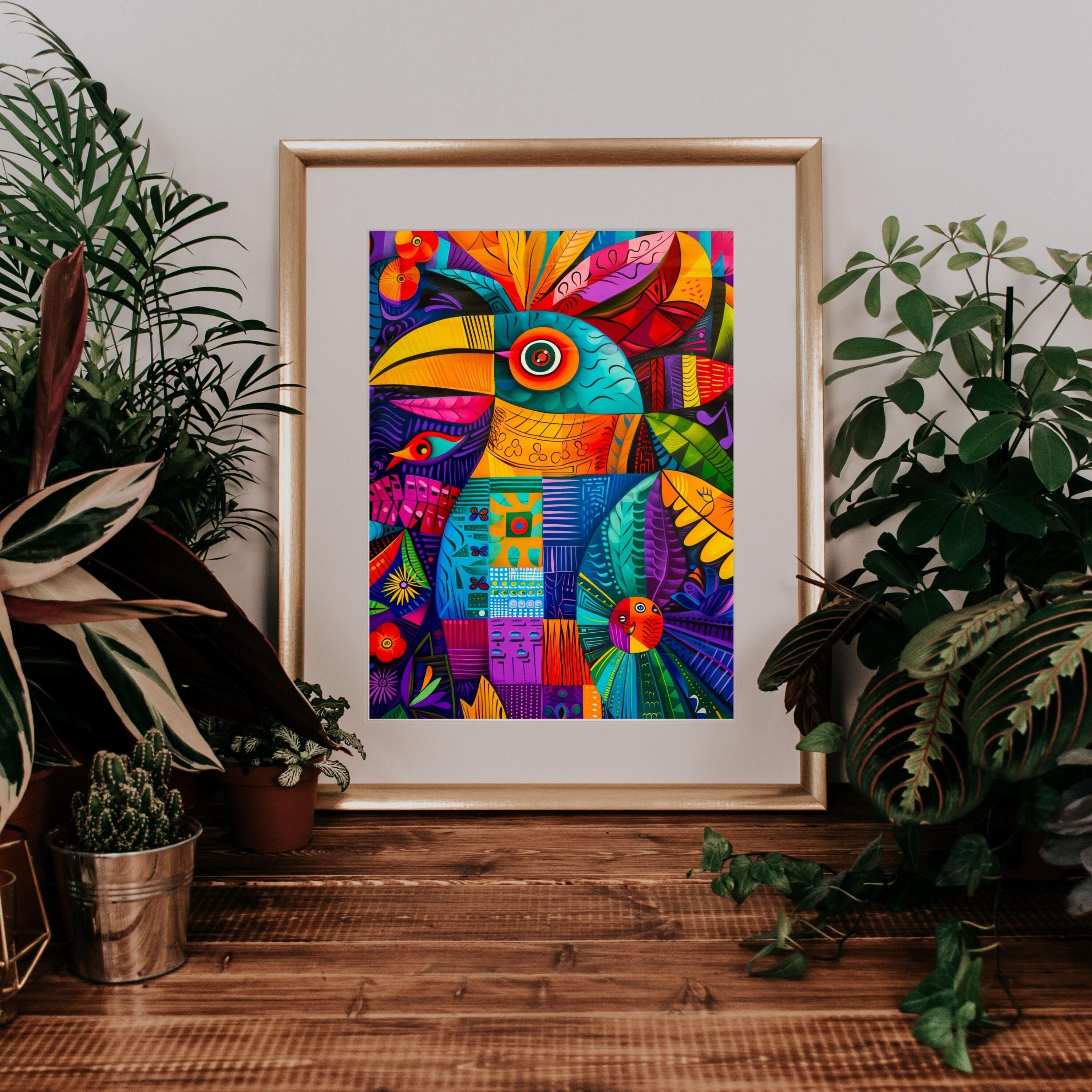 Colorful Parrot Digital Art Print, Vibrant AI Illustrated Poster ... - Colorful Parrot Art Posters Prints
