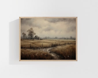 Vintage Countryside Landscape Art Print | Digital Art Work |  Warm Aesthetic | Frame TV Instant Printable Digital Download | LAN105