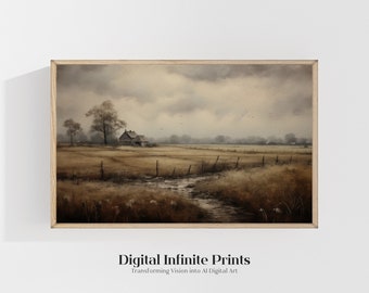 Vintage Countryside Landscape Art Print | Digital Art Work |  Warm Aesthetic | Frame TV Instant Printable Digital Download | LAN105