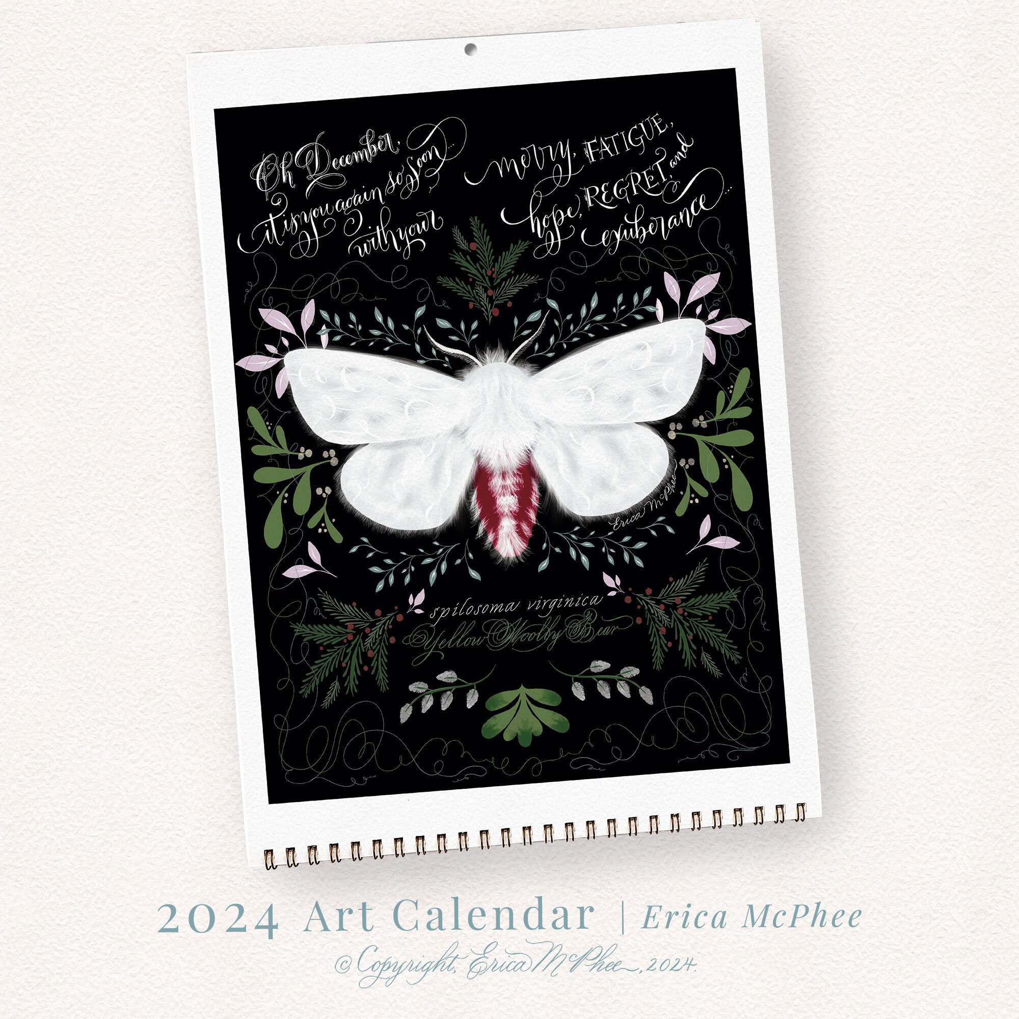 Moth Wings &amp; Floral Things 2024 Art Calendar 2024 Moth Calendar 2024 ...