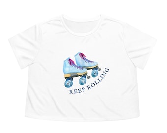 Keep Rollin', Roller Skate Tee, Skating Shirt, Crop Top, Skater Girl, Roller Derby, Retro Roller Skate, Roller Girl, 70's Tee, Retro Vintage