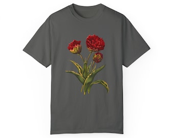 Comfort Colors Flower Shirt, Red Rose Shirt, Vintage Floral Shirt, Vintage Roses Shirt, Boho Roses, Botanical Shirt, Retro Floral Shirt