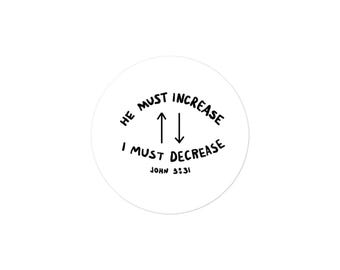 Hij moet toenemen, ik moet afnemen stickers (7,5 x 7,5 cm)