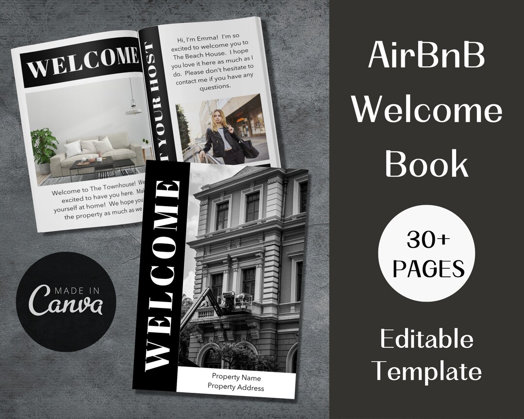 Airbnb Welcome Book Template, 34 Pages A4 Editable Canva Template