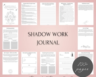 Journal de travail de l’ombre, plus de 100 pages, 50 invites de journal de travail de l’ombre, planificateur imprimable et numérique, enfant intérieur, anxiété, guérison, thérapie, croissance
