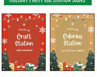 Holiday Party Kid Station Signs