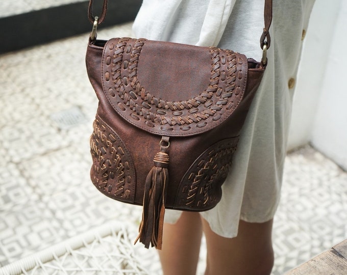 Featured listing image: Mandy Boho Mandala Leather Bag Antigue Brown