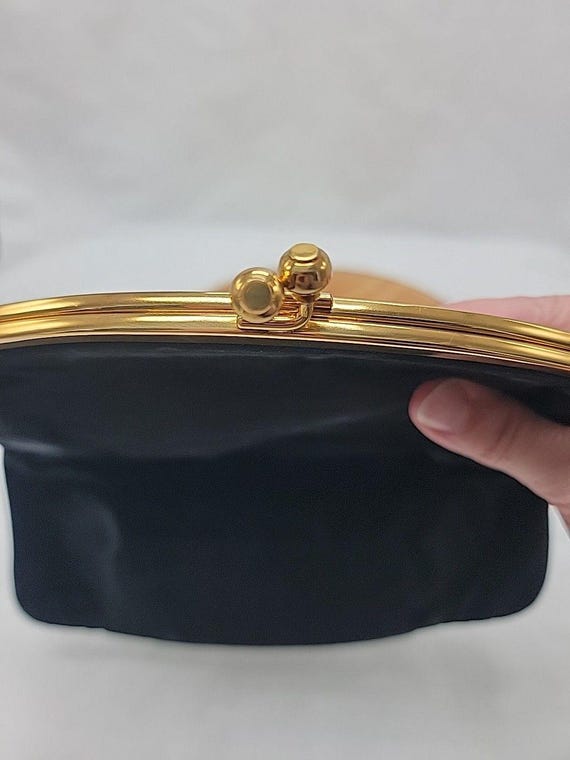 Vintage Mel-ton Black Velvet Clutch With Mirror View 5