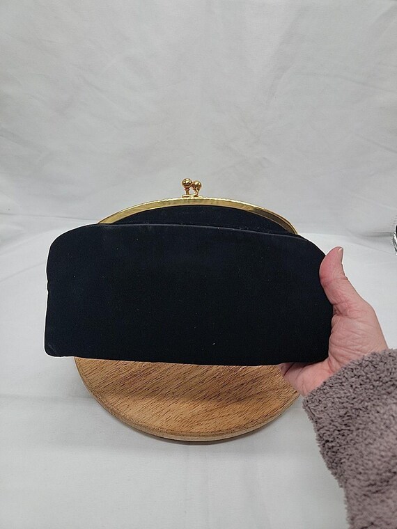 Vintage Mel-ton Black Velvet Clutch With Mirror View 3