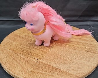 Vintage 1980s Lady Lovely Locks Doll - Silky Pup Pink Dog Figure
