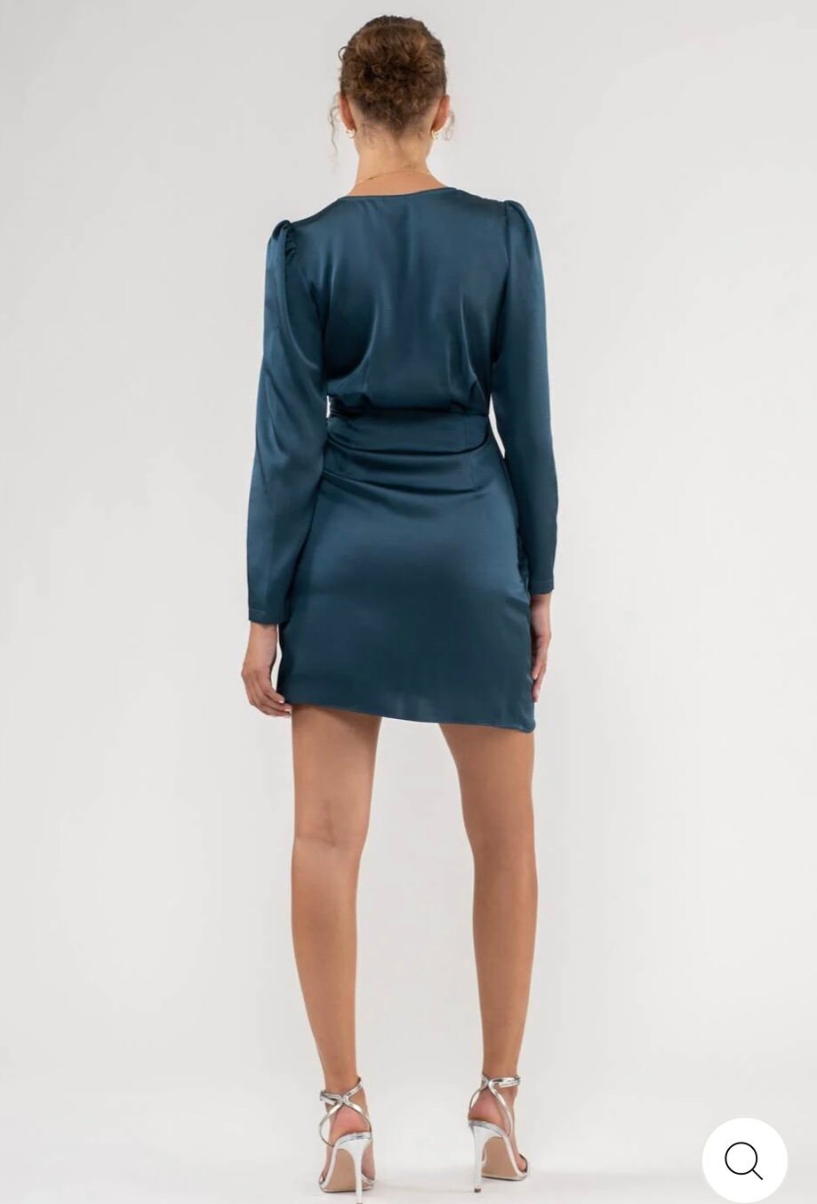 satin surplice mini dress SOLID SATIN SURPLICE Wrap Mini Dress