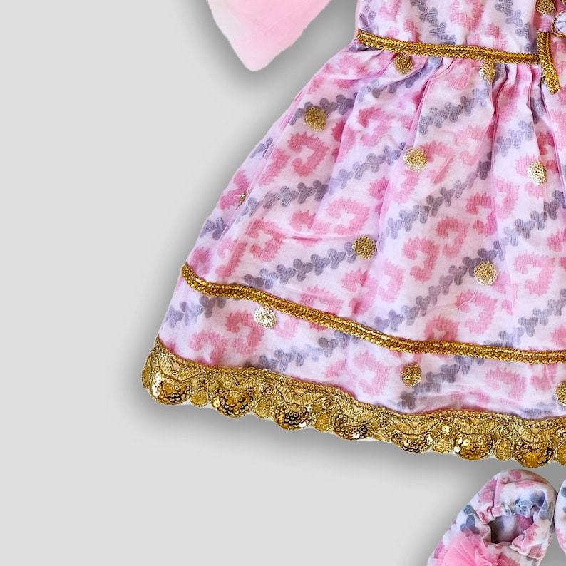 Niña con traje tradicional nepalí, vestimenta cultural nepalí, atuendo étnico, cultura nepalí, ceremonia de destete, alimentación con arroz. imagen 4