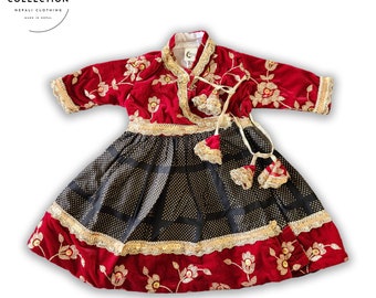 Kids Gurung Dress for baby girls, Pasni Set, Nepali Cultural Dress, Baby girls weaning dress fits upto 1 year