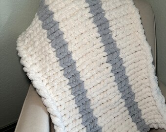 Stripe Blanket- Light Blue and White main image 1