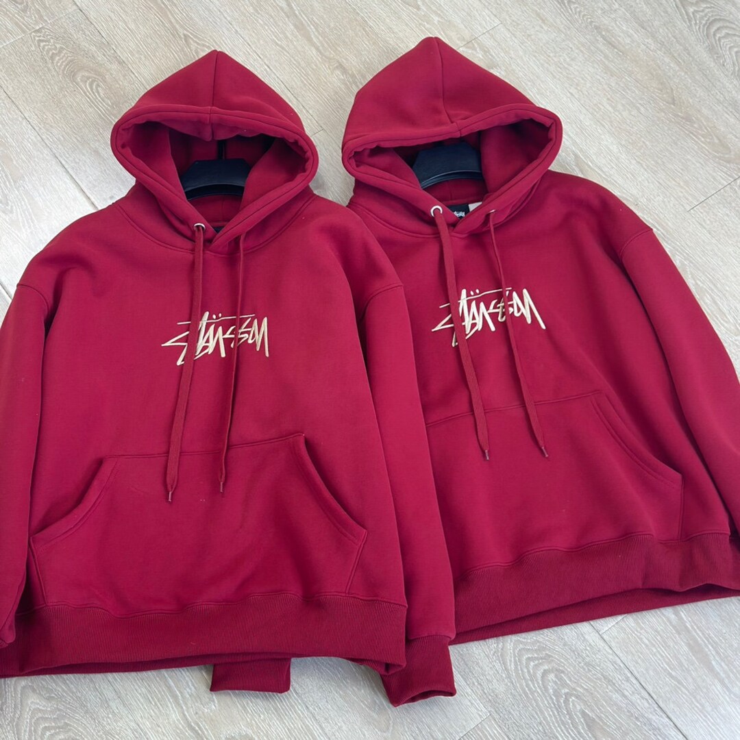Stussy Hoodie Retro Red Hoodie Loose Oversized Hoodie Classic Retro
