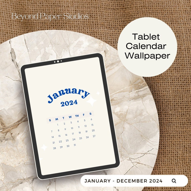 IPad Wallpaper With Monthly Calendars jan 2024 Dec 2024 Etsy