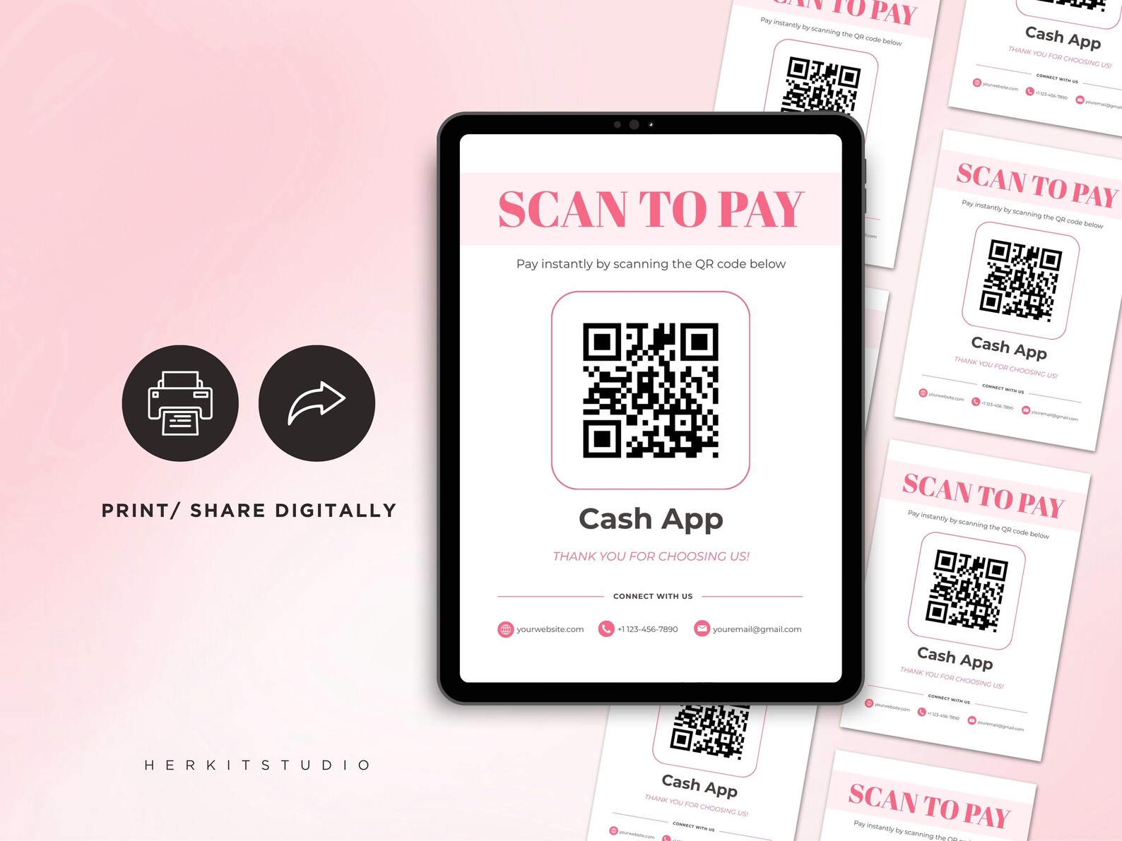 Business Sign Scan to Pay Template Pink DIY QR Code Payment Method ...