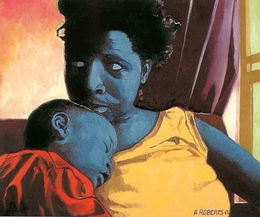 African American Black Art-"mother and Child" by Antonio L. Roberts - Etsy