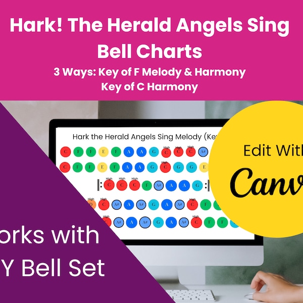 Hark the Herald Angels Sing Bell Chart | Primäre Singzeit | Merry Bells Hand Glocke Chart | Kidsplay Handglockentabelle | Lustige Kinder Ideen | HLT