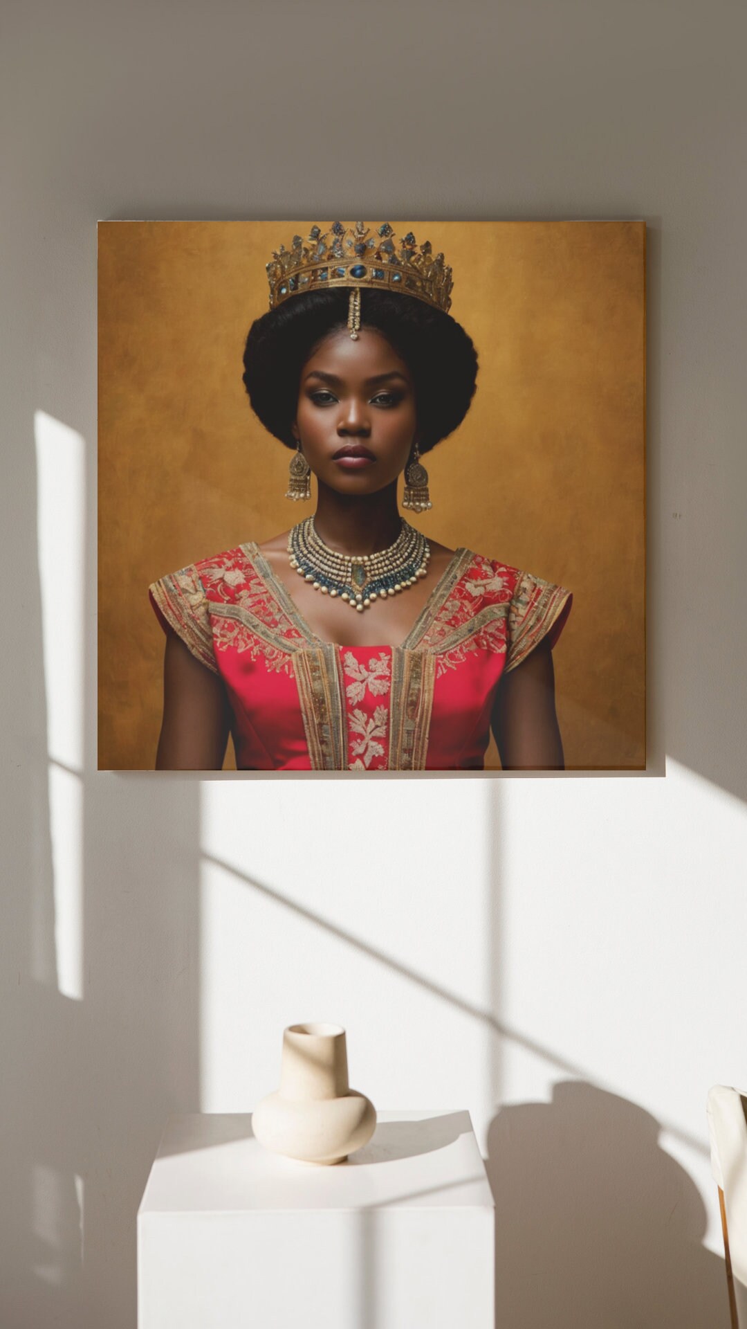 Digital Art Print, African Queen Wall Decor, Digital Portrait, Elegant