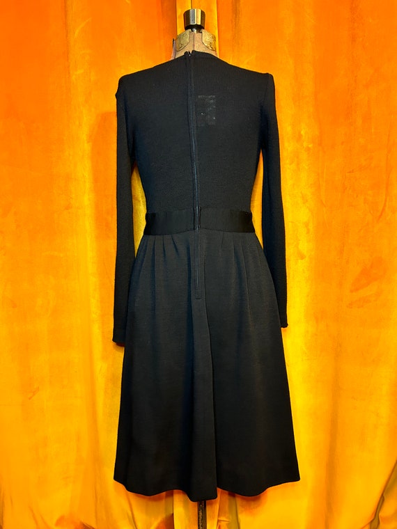 Vintage 70s Black Wool Long Sleeve Dress by Palena - image 4