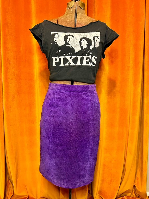 Vintage 80s Purple Suede Leather Skirt