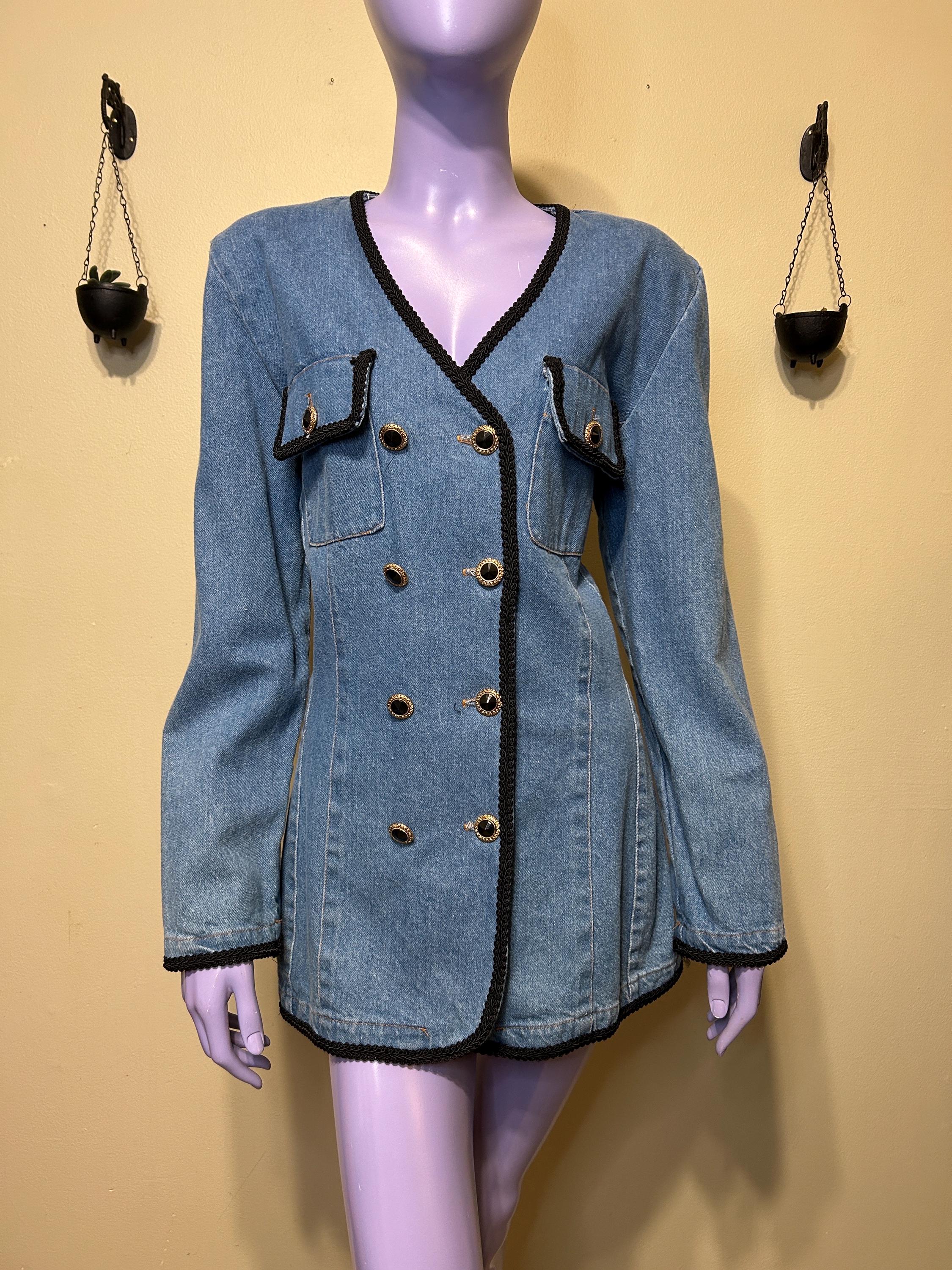 usa vintage ✴︎ デニムJK ✴︎ lew magram Vintage Lew Magram Embossed Maned Lion 80s Denim Jumpsuit S