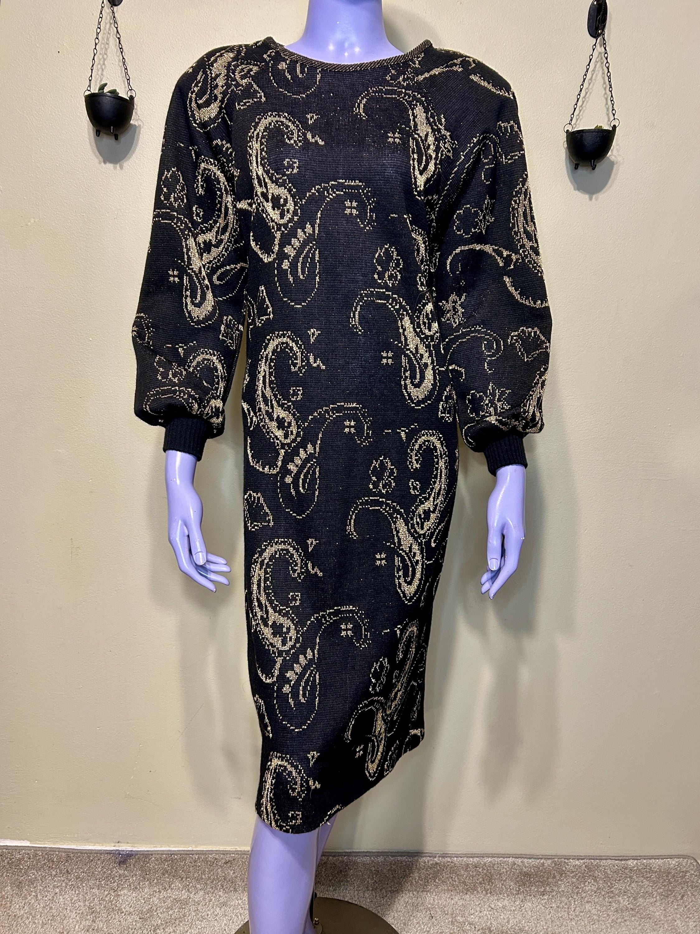 Black and Gold Sweater Dress - Etsy
