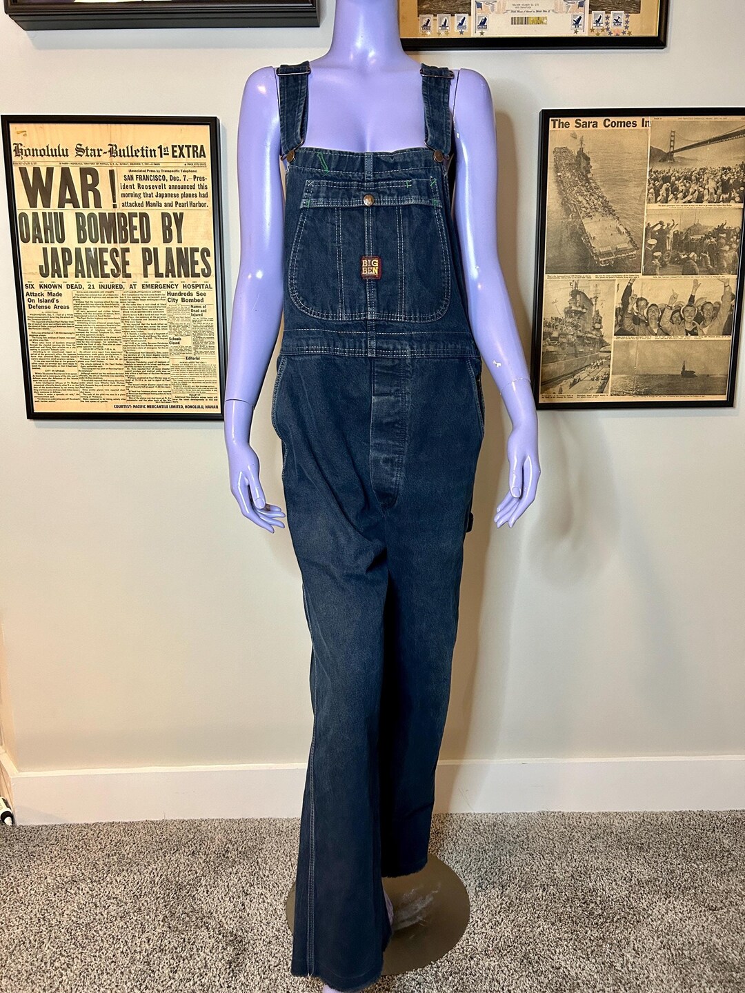 80'S Big Ben BIGBEN denim coveralls, men's XXL size, vintage / eaa512427