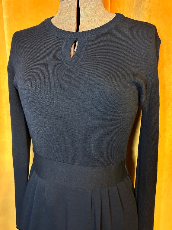 Vintage 70s Black Wool Long Sleeve Dress by Palena - image 2