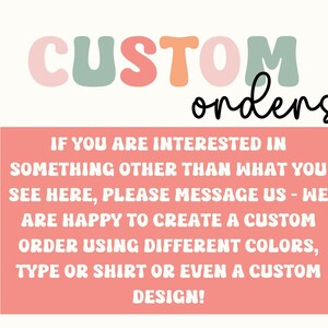 Może przedstawiać: Obraz z napisem "CUSTOM orders" w kolorowych literach. Poniżej r&oacute;żowy prostokąt zawiera biały tekst: "IF YOU ARE INTERESTED IN SOMETHING OTHER THAN WHAT YOU SEE HERE, PLEASE MESSAGE US - WE ARE HAPPY TO CREATE A CUSTOM ORDER..."
