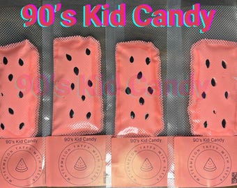 Watermelon Taffy with Seeds Mini Bars Nostalgic Candy 4 pack