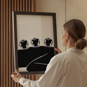 Impresión artística de terapia con ventosas, póster de acupuntura (descarga digital)