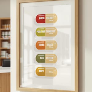Motivationszitat Medizin Kapsel Wandkunst, Apotheke Medizinische Psychische Gesundheit Poster, Physiotherapie Wellness Druck, Krankenschwester Doktor Büro Dekor