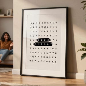 Póster tipográfico inspirador con sopa de letras de buena energía: Arte mural motivacional para la oficina (Descarga digital) imagen 12