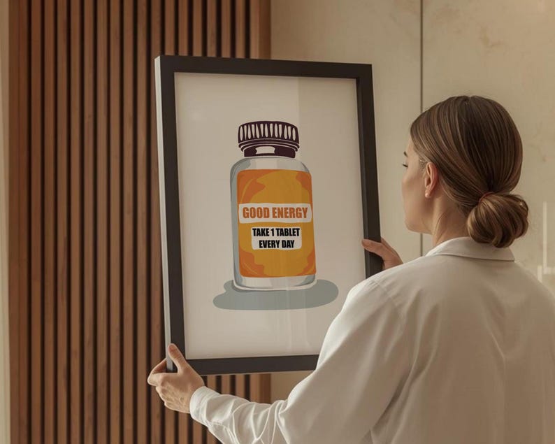 Konsttryck med goda energipiller: Motiverande apoteksdekor (digital nedladdning) Scentest-affisch bild 3