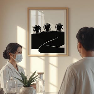 Konsttryck med koppningsterapi, akupunkturposter (digital nedladdning) bild 4