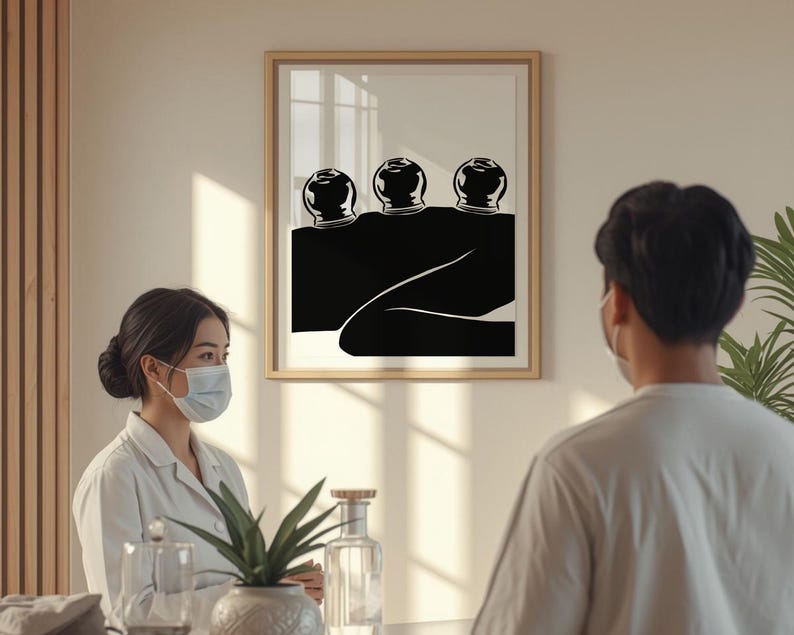 Konsttryck med koppningsterapi, akupunkturposter (digital nedladdning) bild 4