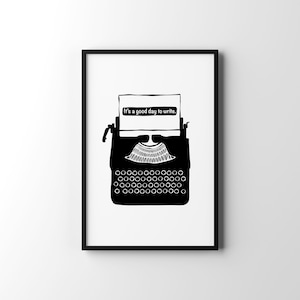 Vintage Typewriter Print: Motivational Quote, Black Line Art (Digital Download)