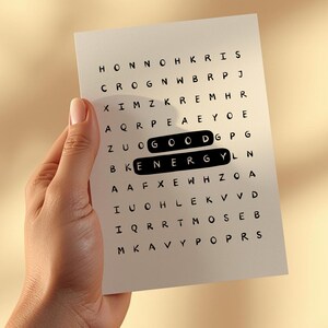 Póster tipográfico inspirador con sopa de letras de buena energía: Arte mural motivacional para la oficina (Descarga digital) imagen 9