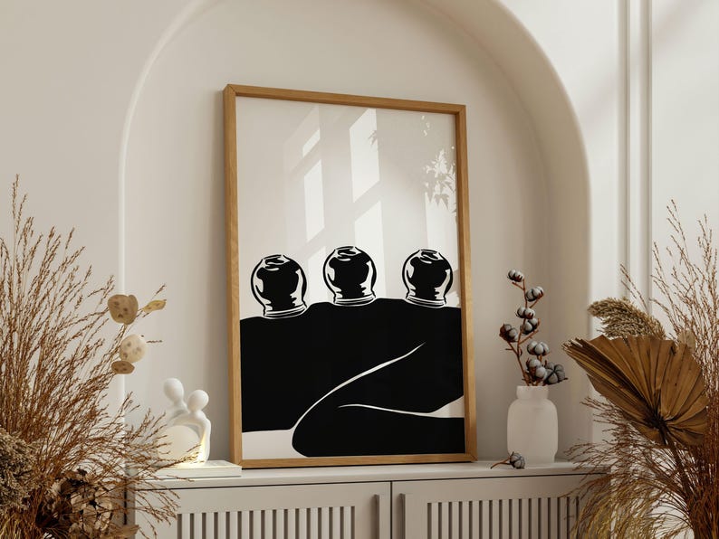 Konsttryck med koppningsterapi, akupunkturposter (digital nedladdning) bild 13