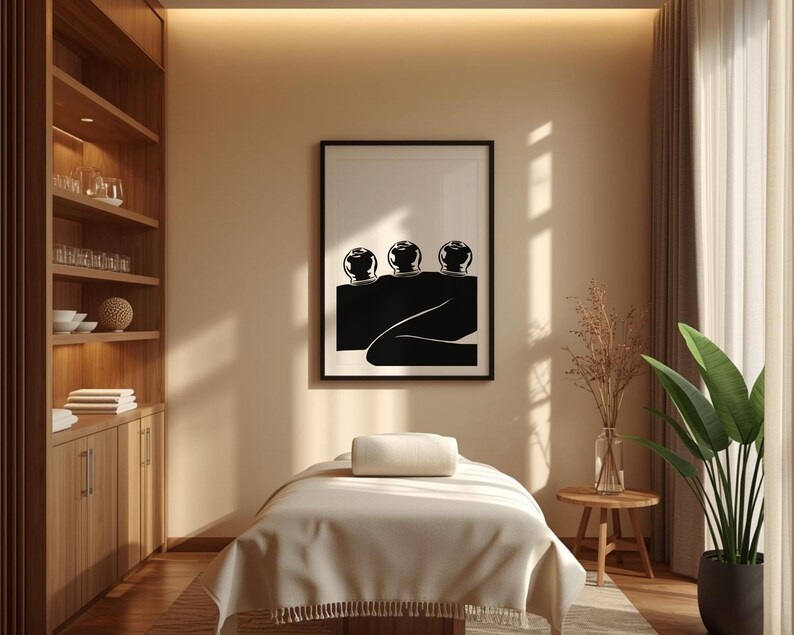 Konsttryck med koppningsterapi, akupunkturposter (digital nedladdning) bild 11