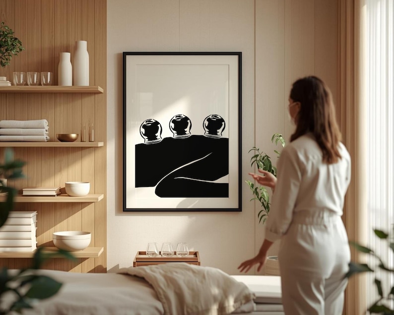 Konsttryck med koppningsterapi, akupunkturposter (digital nedladdning) bild 2