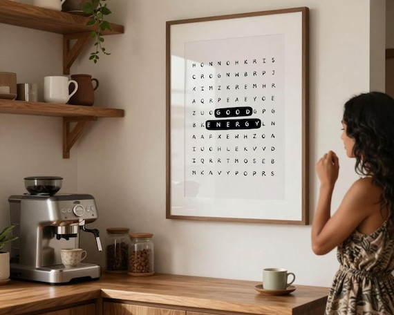 Good Energy Word Search Print Inspiration Typography Poster : Motivational Office Wall Art (Digital Download)