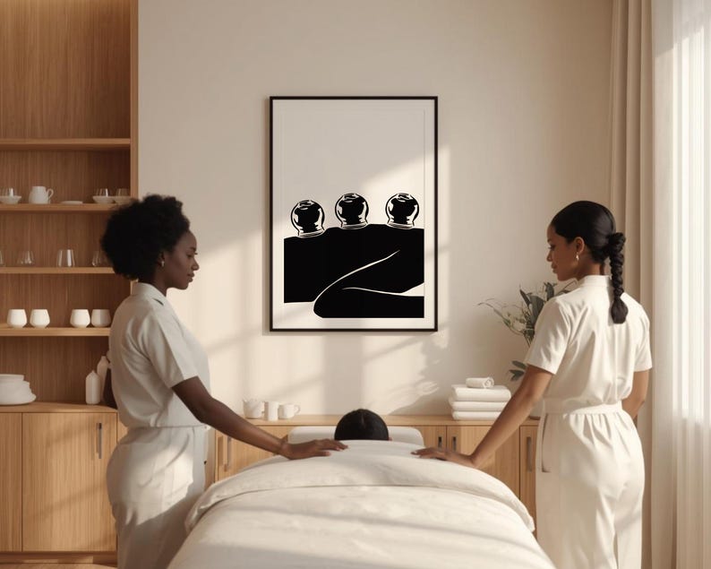 Konsttryck med koppningsterapi, akupunkturposter (digital nedladdning) bild 12