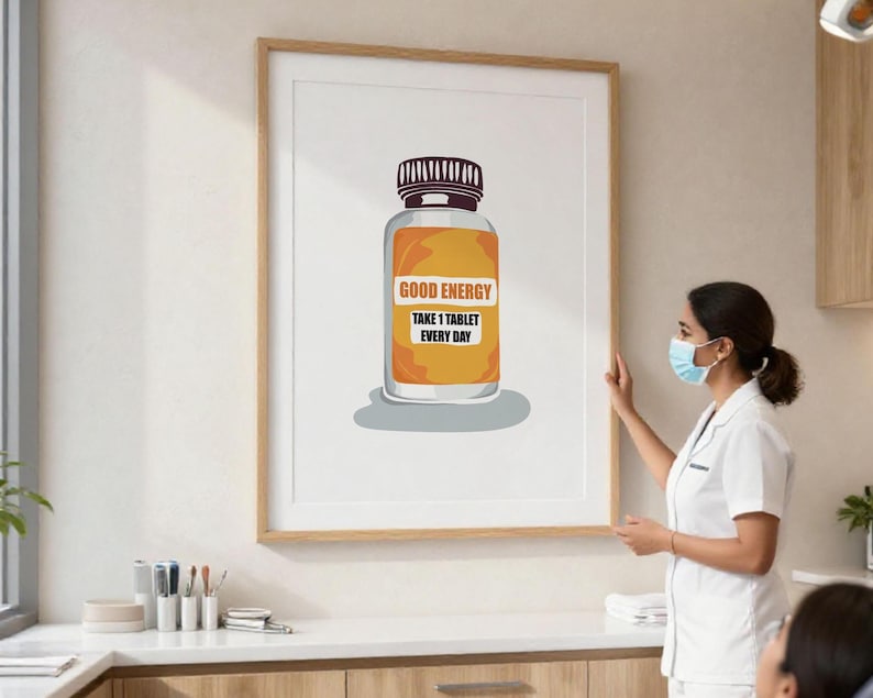 Konsttryck med goda energipiller: Motiverande apoteksdekor (digital nedladdning) Scentest-affisch bild 4