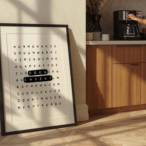 Póster tipográfico inspirador con sopa de letras de buena energía: Arte mural motivacional para la oficina (Descarga digital) imagen 10